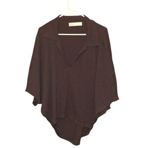 Free People BEACH Black Ribbed Pullover Oversized V-neck Sweater Large BEACHY